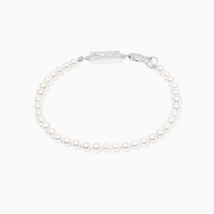 Bracelet perlé 4 mm argenté