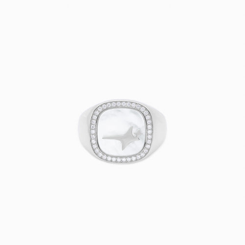 Iced Raw ring Argentée - Motif Blanc