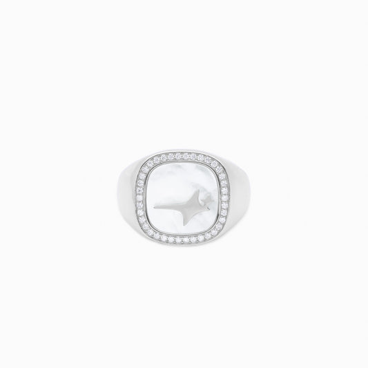 Iced Raw ring Argentée - Motif Blanc